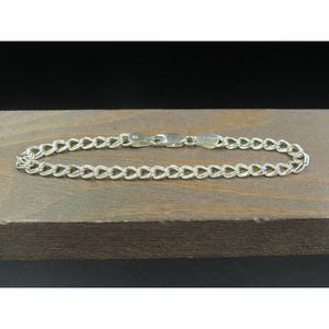 7" Sterling Silver Chain Circles Plain Bracelet Vintage Elegant Beautiful